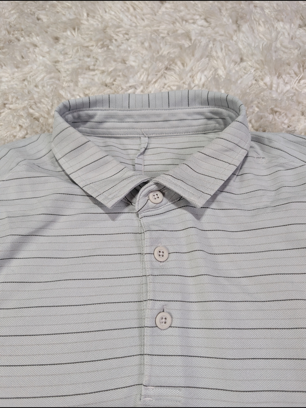 lululemon athletica Light Gray Thin-Stripe Polo
